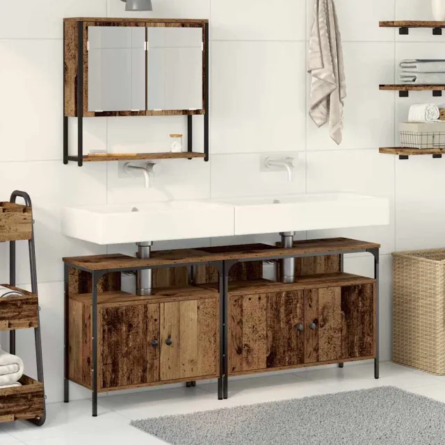 vidaXL Badkamermeubelset 3 st Bruin Bewerkt hout