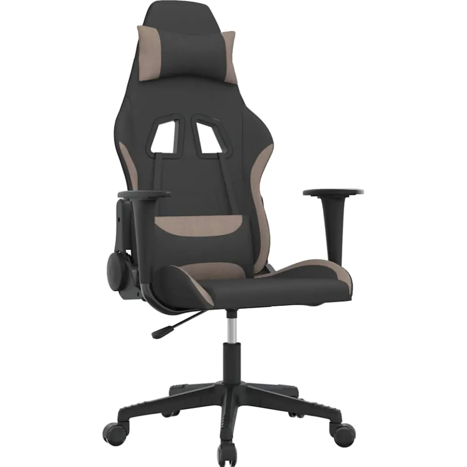 vidaXL Massage gamestoel stof zwart en taupe, foto 3