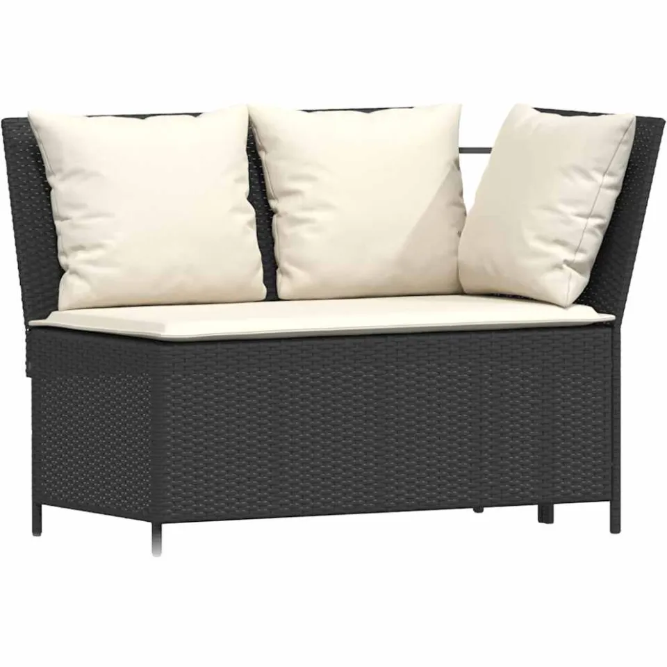 vidaXL 4-delige Tuinset met kussens poly rattan zwart, foto 4