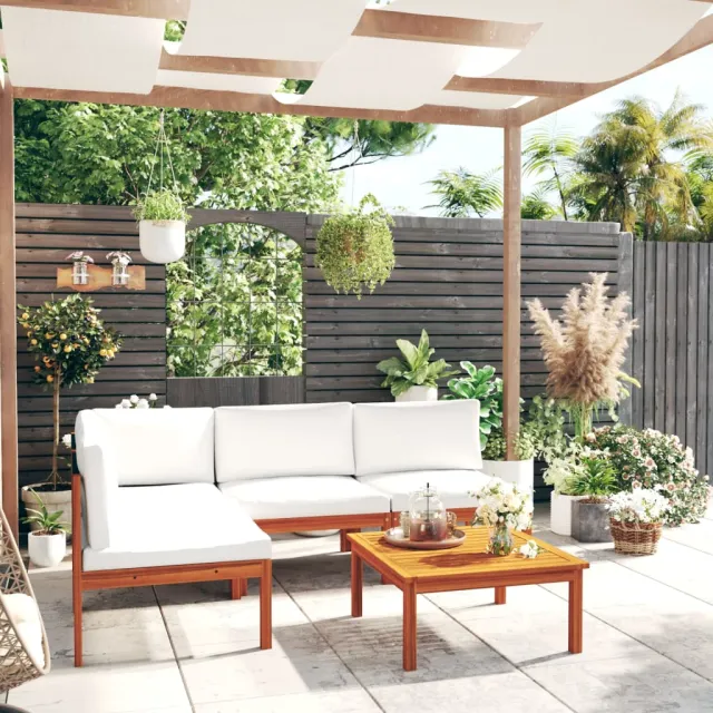 vidaXL 5-delige tuinloungeset met kussens crème 63x63 cm, foto 2