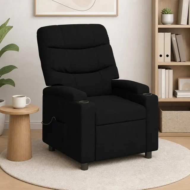vidaXL Massage-relaxstoel Zwart 75 x 93 x 102 cm Stof, foto 2