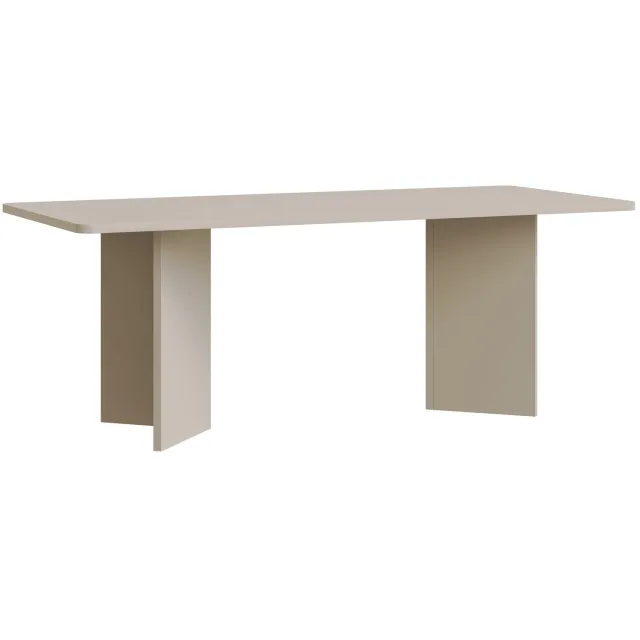 Selsey Qubeo – Eettafel 204×90 cm, rechthoekig met afgeronde hoeken en paneelpoten, kasjmiergrijs