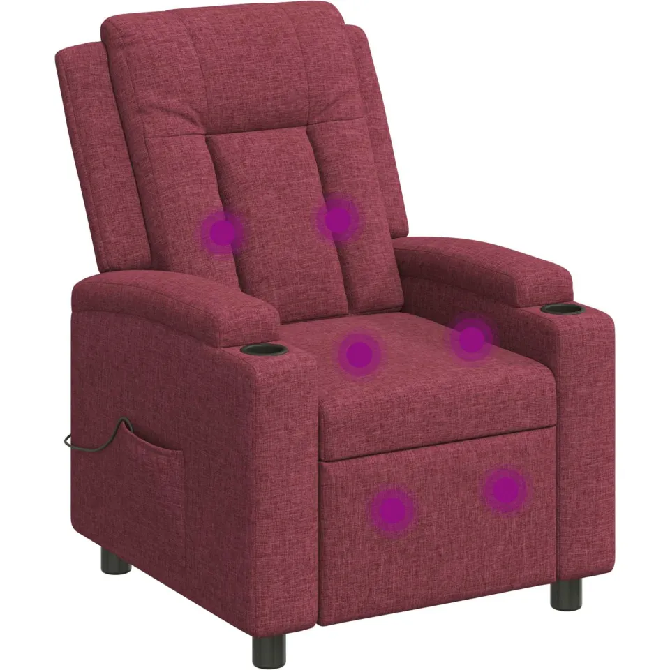 vidaXL Massage-relaxstoel Wijnrood 75 x 95 x 100 cm Stof Bordeauxrood