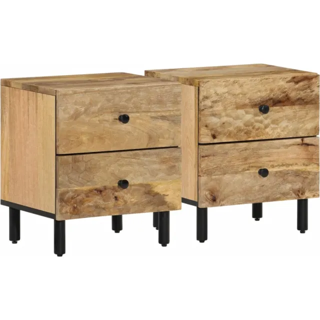 vidaXL Nachtkastjes 2 st 40x33x46 cm massief mangohout bruin