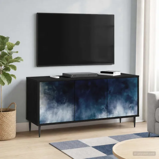 vidaXL Tv-meubel RAALTE 102 x 33 x 51 cm Zwart eiken Bewerkt hout