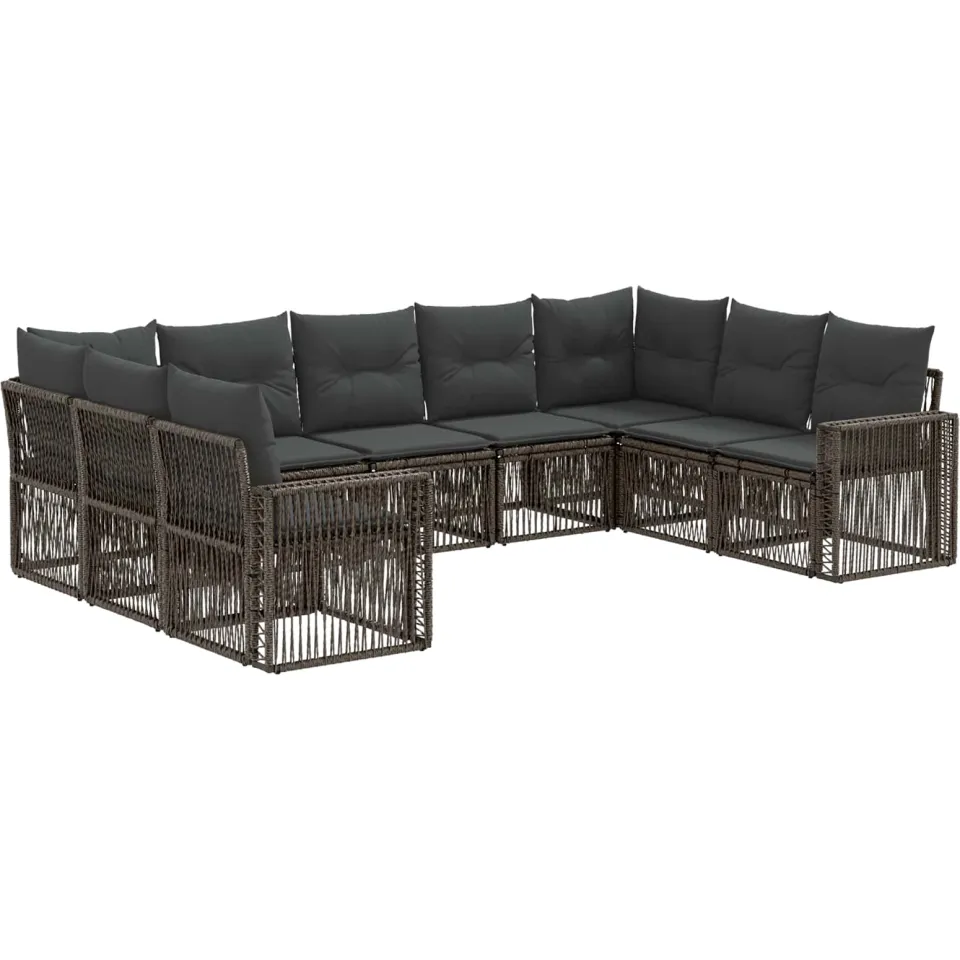 vidaXL Tuinbankenset 9 st 9-zits Grijs en Donkergrijs poly rattan, foto 3