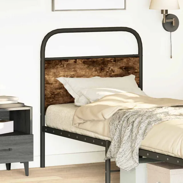 vidaXL Vervangend hoofdbord 80 cm staal en gerookt eikenkleurig Bruin