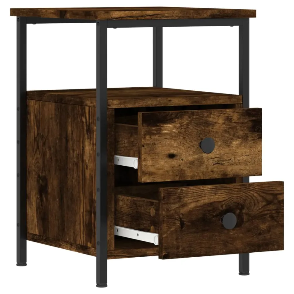 vidaXL Nachtkastje 34x35,5x50 cm bewerkt hout gerookt eikenkleurig, foto 4