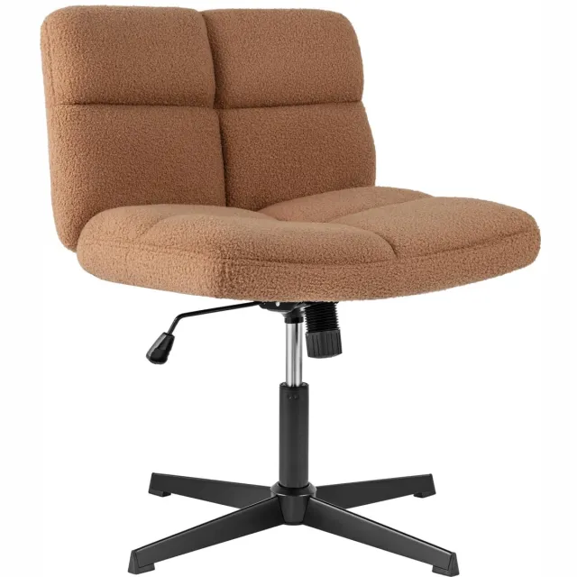 Imperatoris Bureaustoel zonder Armleuningen – Draaistoel met Wielen – Linnen Bureaustoel met Lendensteun – Make-up Stoel / Fauteuil voor Slaap- en Studeerkamer Light Brown