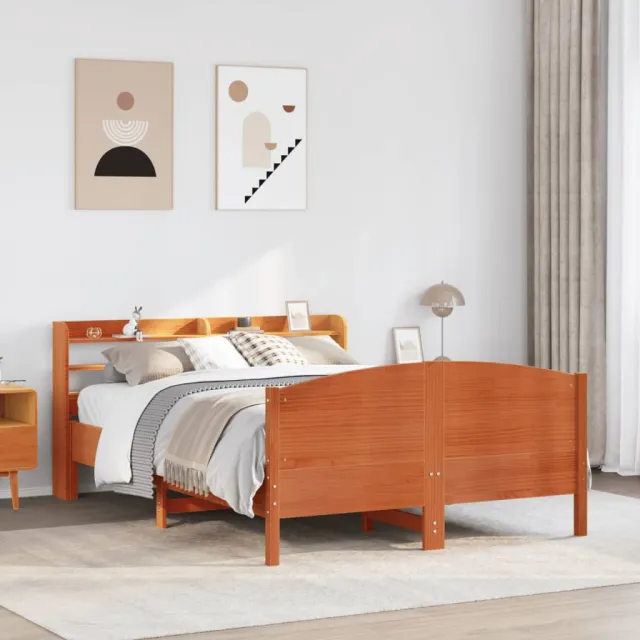 vidaXL Bedframe zonder matras massief grenenhout wasbruin 150x200 cm bruin
