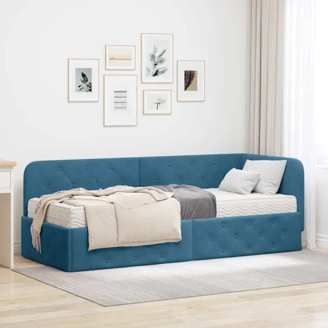 vidaXL Hoekbedframe Blauw 80 x 200 cm Fluweel