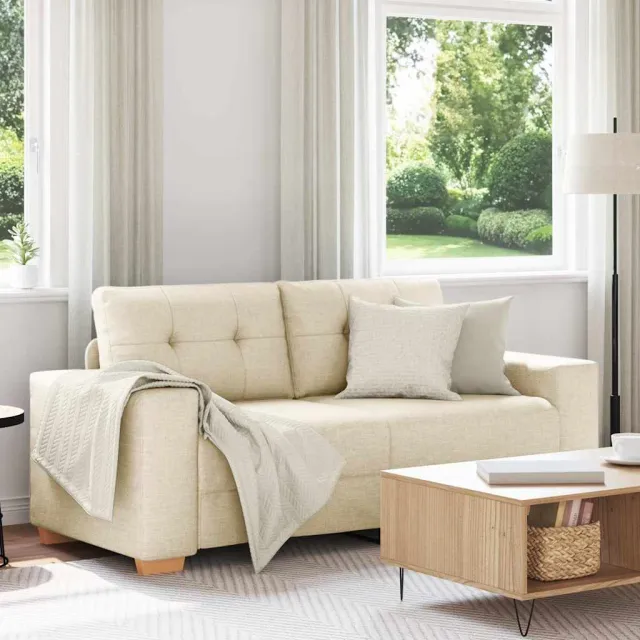 vidaXL Loveseat Bank Linnen 180x77x82 cm Beige