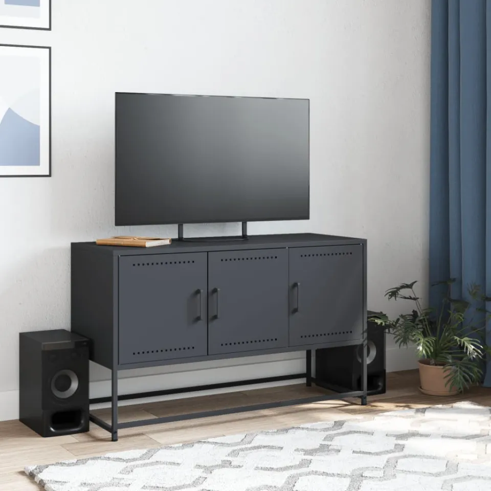 vidaXL Tv-meubel 100,5x39x60,5 cm staal antracietkleurig, foto 3