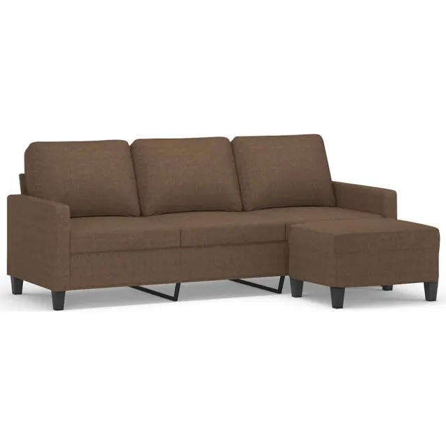 vidaXL Driezitsbank - met - voetenbank - 180 - cm - stof - bruin