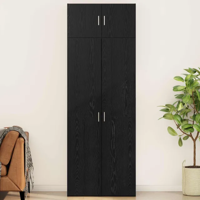 vidaXL Opbergkast 3 st Zwart Eiken 80 x 42,5 x 225 cm, foto 2