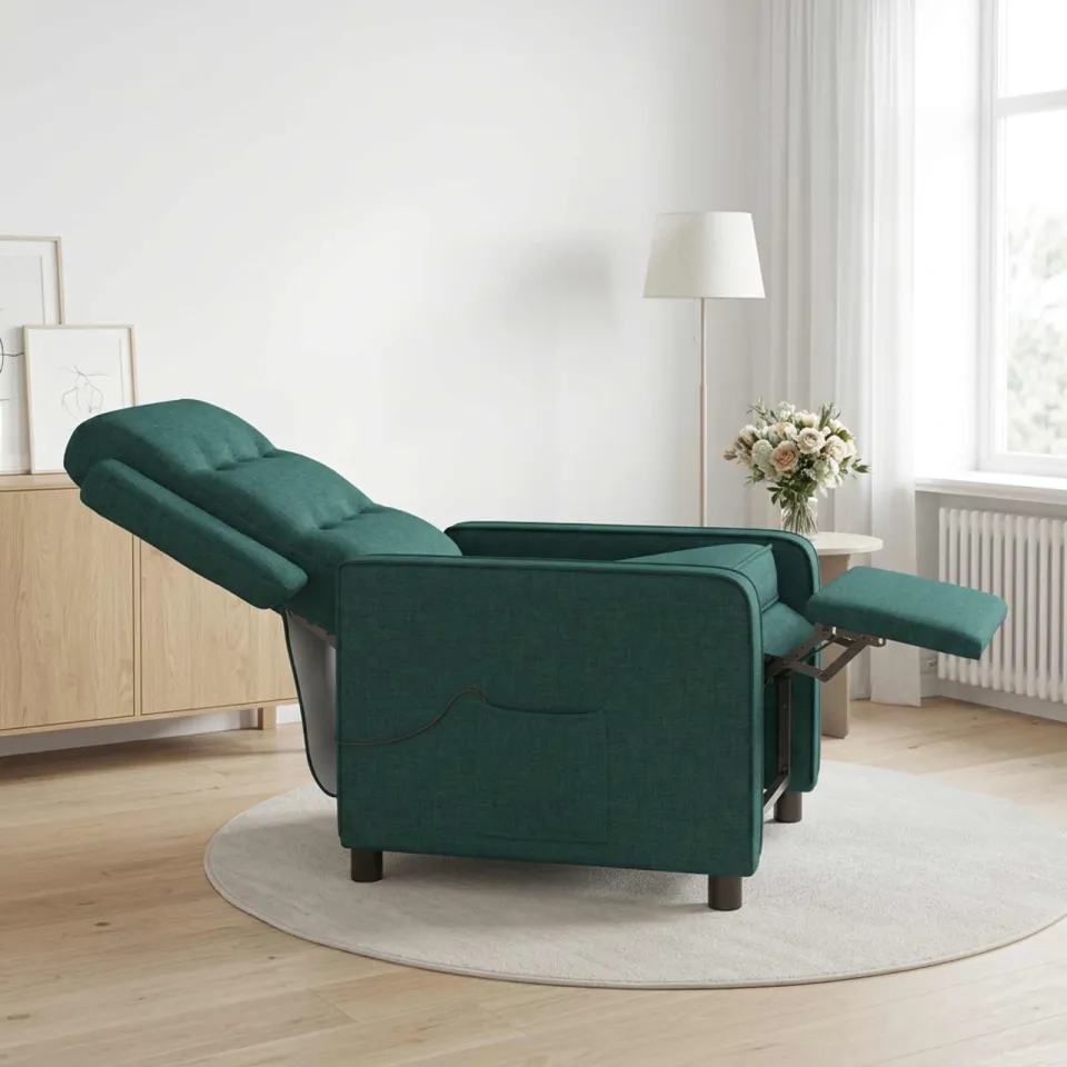 vidaXL Massage-relaxstoel Donkergroen 65 x 93 x 102 cm Stof bosgroen, foto 4