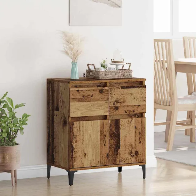 vidaXL Dressoir Oud Hout 60 x 35 x 70 cm Gemonteerd hout en ijzer Bruin