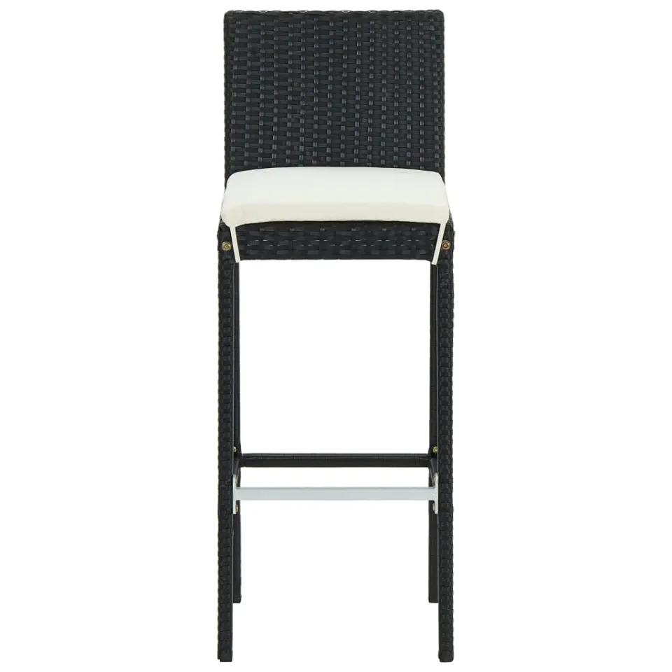 vidaXL Barkrukken 6 st met kussens poly rattan zwart, foto 3