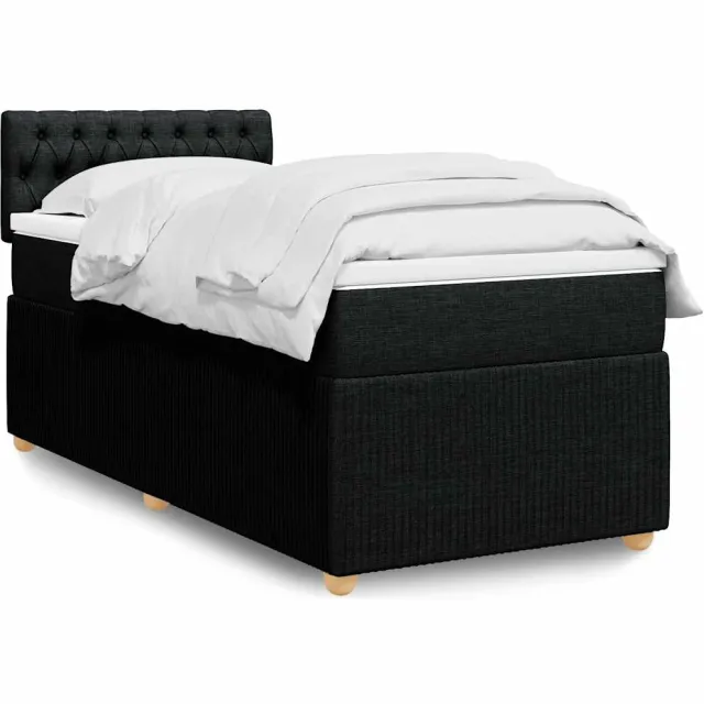 vidaXL Boxspring met matras stof zwart 100x200 cm