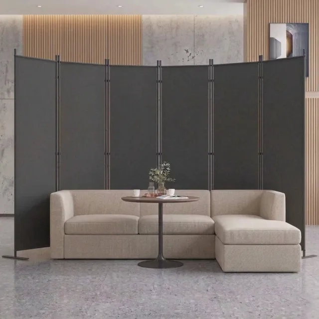 WUVRIE Kamerscherm 304 x 180 cm - 6-delig, vrijstaand en inklapbaar - Donkergrijs