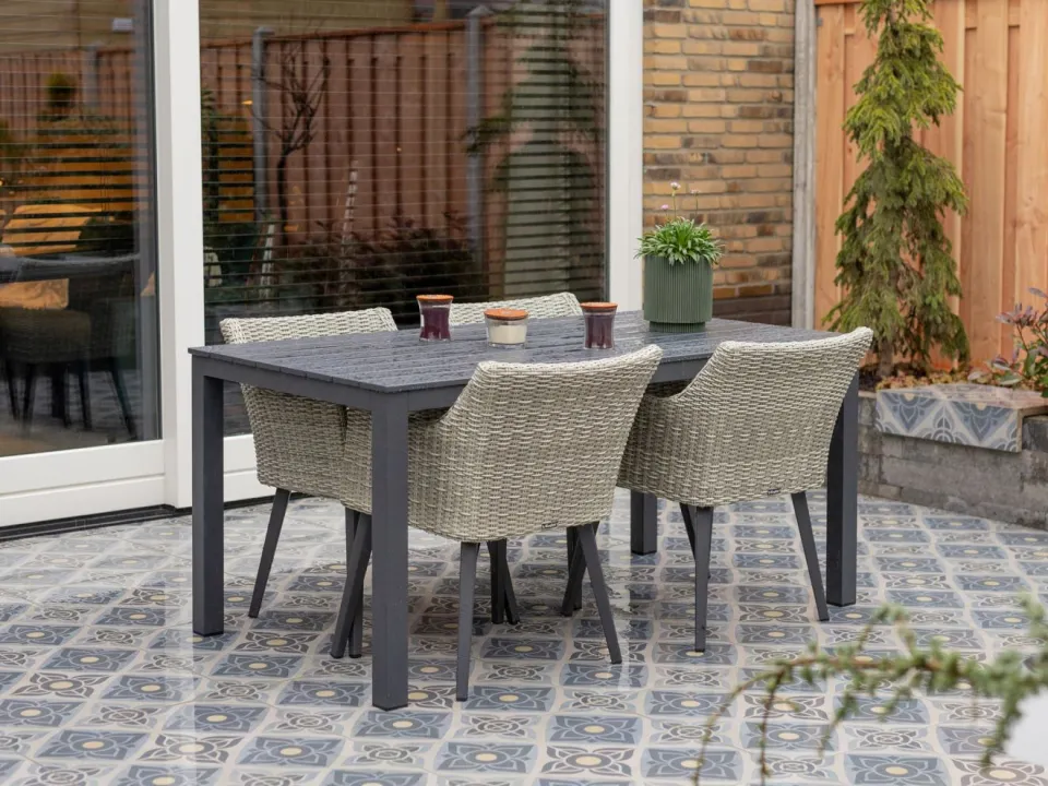 Manifesto Furniture Manifesto Matese/Menzano 160cm dining tuinset 5-delig grijs, foto 4