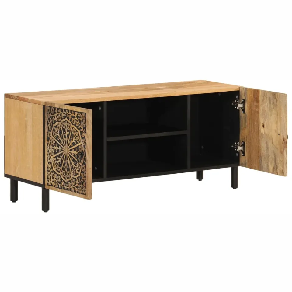 vidaXL Tv-meubel 105x33x46cm massief mangohout bruin, foto 4