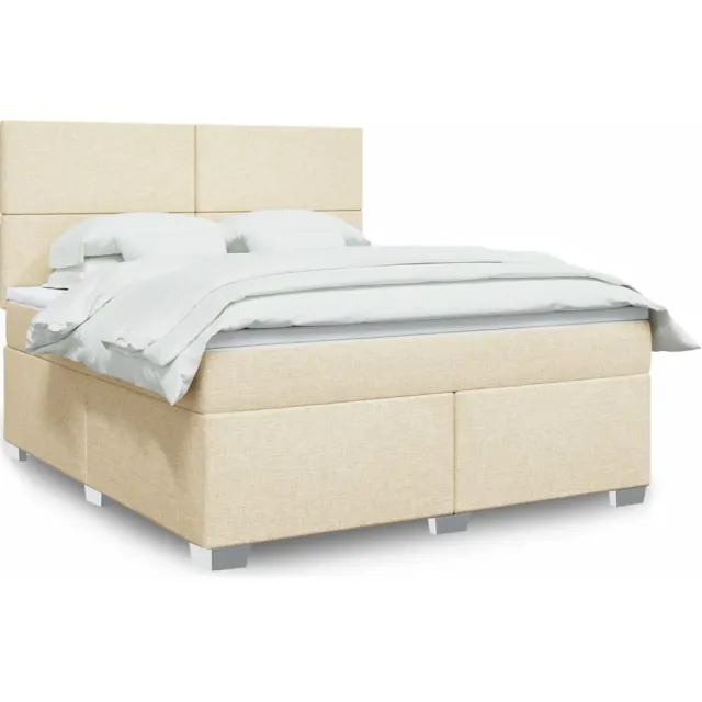 vidaXL Boxspring met matras stof crèmekleurig 180x200 cm
