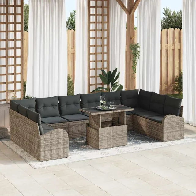 vidaXL Tuin Sofa Set 11 st Grijs Poly riet