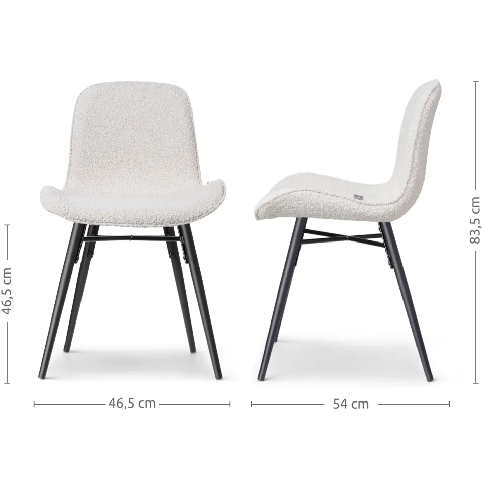 Nolon Nova-Fé eetkamerstoel bouclé beige - zwart onderstel, foto 3