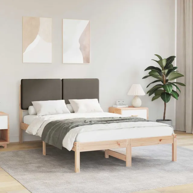 vidaXL Bedframe met Gevoerd Hoofdgedeelte Taupe 135 x 190 cm