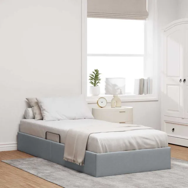 vidaXL Opslag bed Lichtgrijs 100 x 203 cm Stof