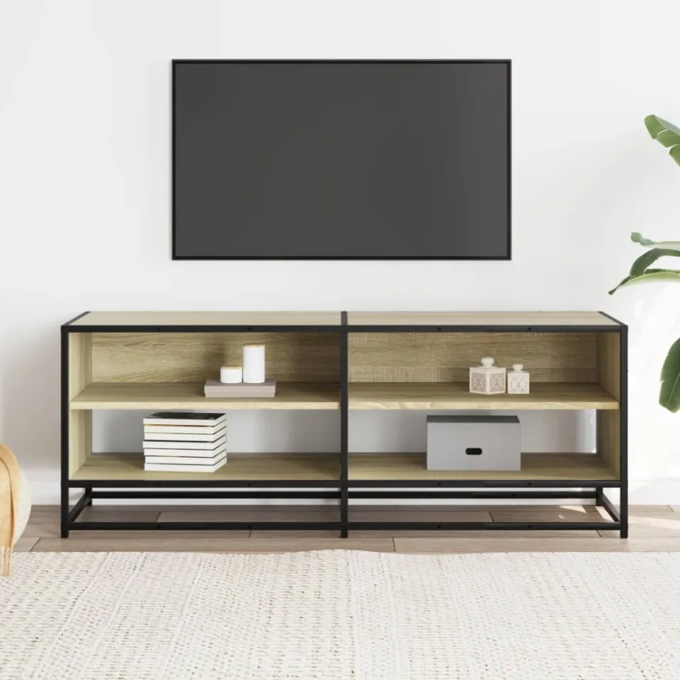 vidaXL Tv-meubel 120,5x40x46cm bewerkt hout metaal sonoma eikenkleurig, foto 2