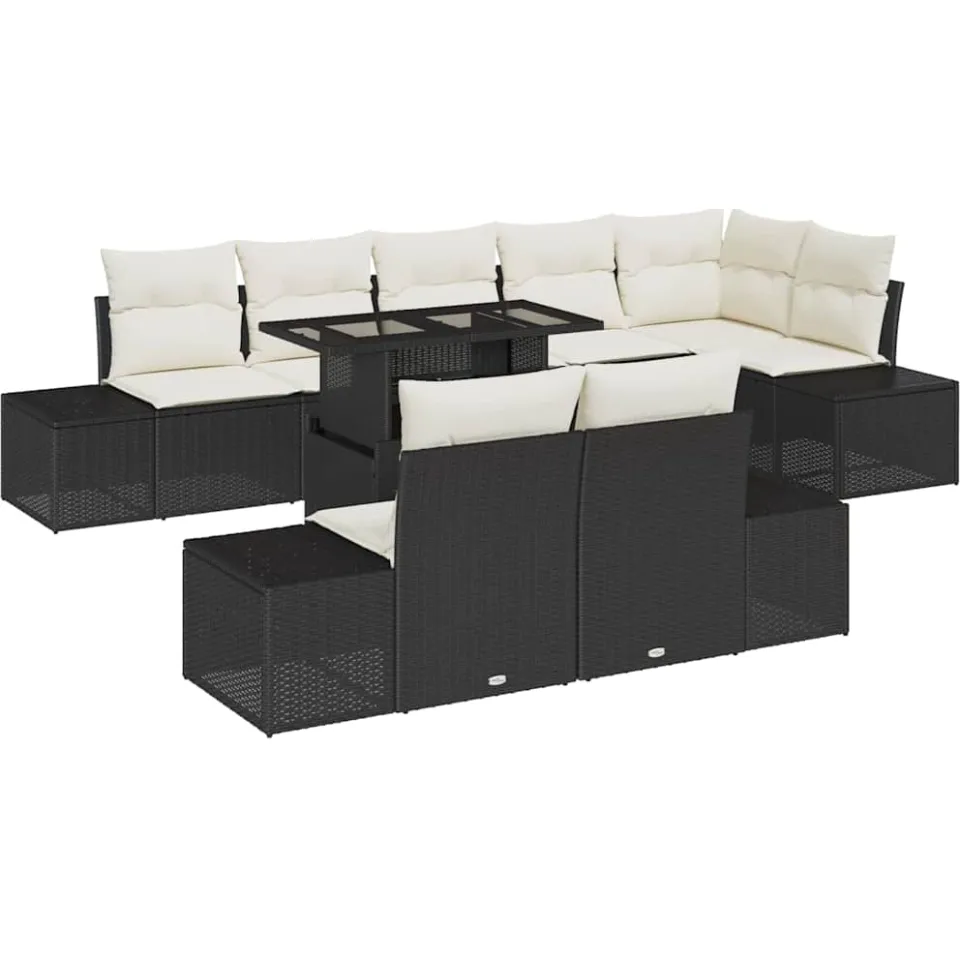 vidaXL Tuin Sofa Set 9 st Zwart poly rattan