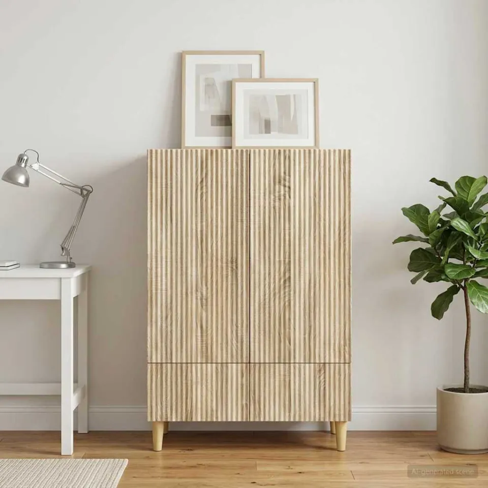 vidaXL Dressoir met lade Sonoma Eiken 66 x 34,5 x 95 cm Bewerkt hout, foto 3