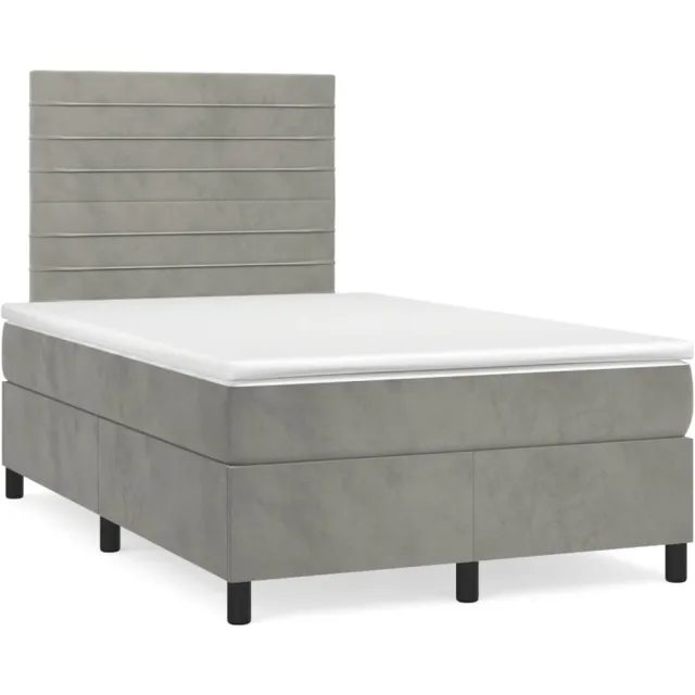 vidaXL Boxspring met matras fluweel lichtgrijs 120x190 cm grijs