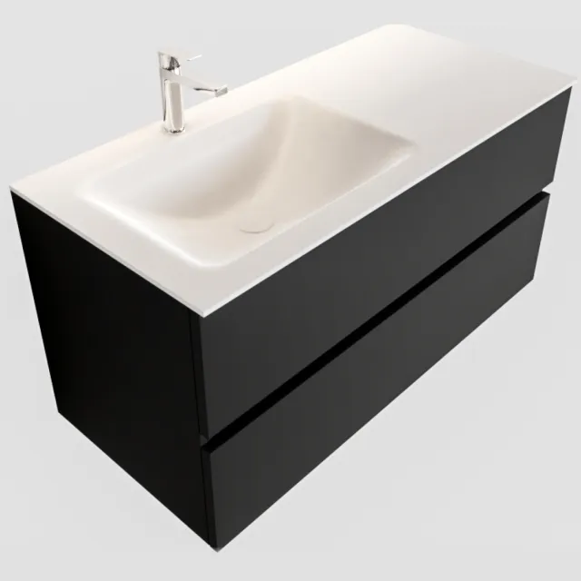 Boss & Wessing Badkamermeubel Solid Surface BWS Oslo 100x45 cm Mat Zwart Urban Links (1 kraangat)