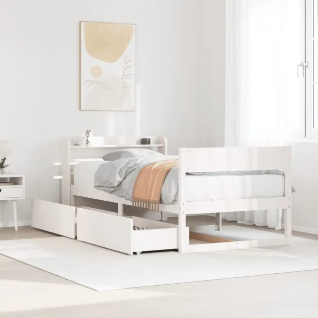 vidaXL Bedframe zonder matras massief grenenhout wit 75x190 cm