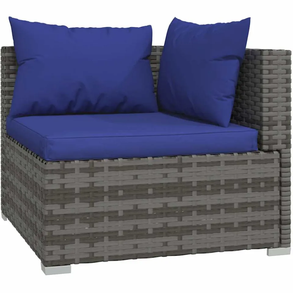 vidaXL 6-delige Loungeset met kussens poly rattan grijs, foto 4