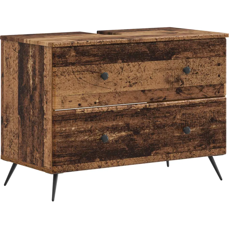vidaXL Badkamer wastafelkast BREDA Oud hout 82 x 41 x 59 cm bruin, foto 3