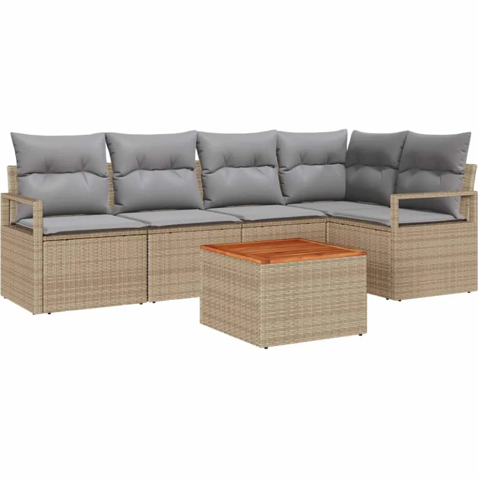vidaXL Tuinbankenset 6 st Beige poly rattan, foto 3