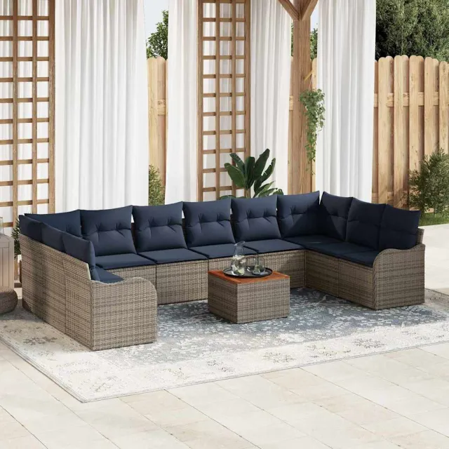 vidaXL Tuinbankenset 11 st Grijs poly rattan, foto 2