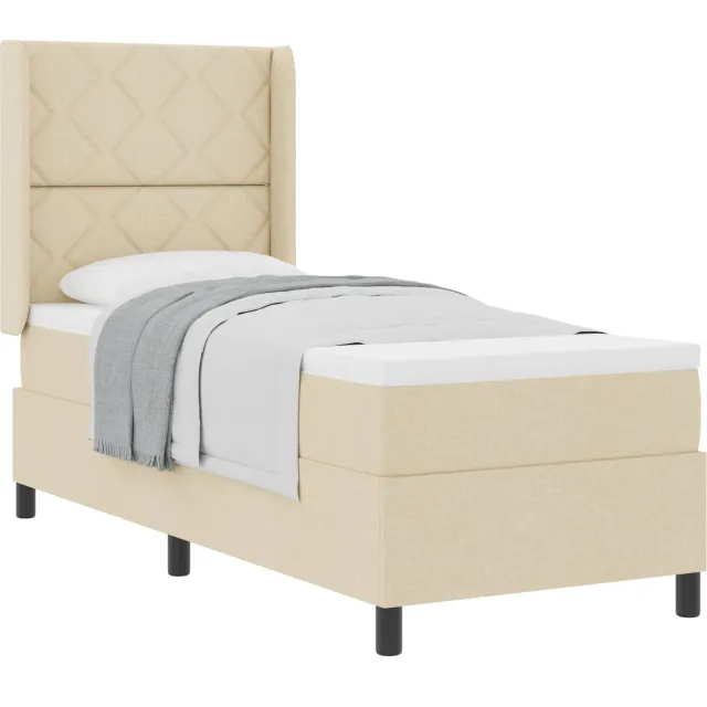 vidaXL Boxspringbed met kussen met hoofdeinde Crème 200 x 80 cm Stof