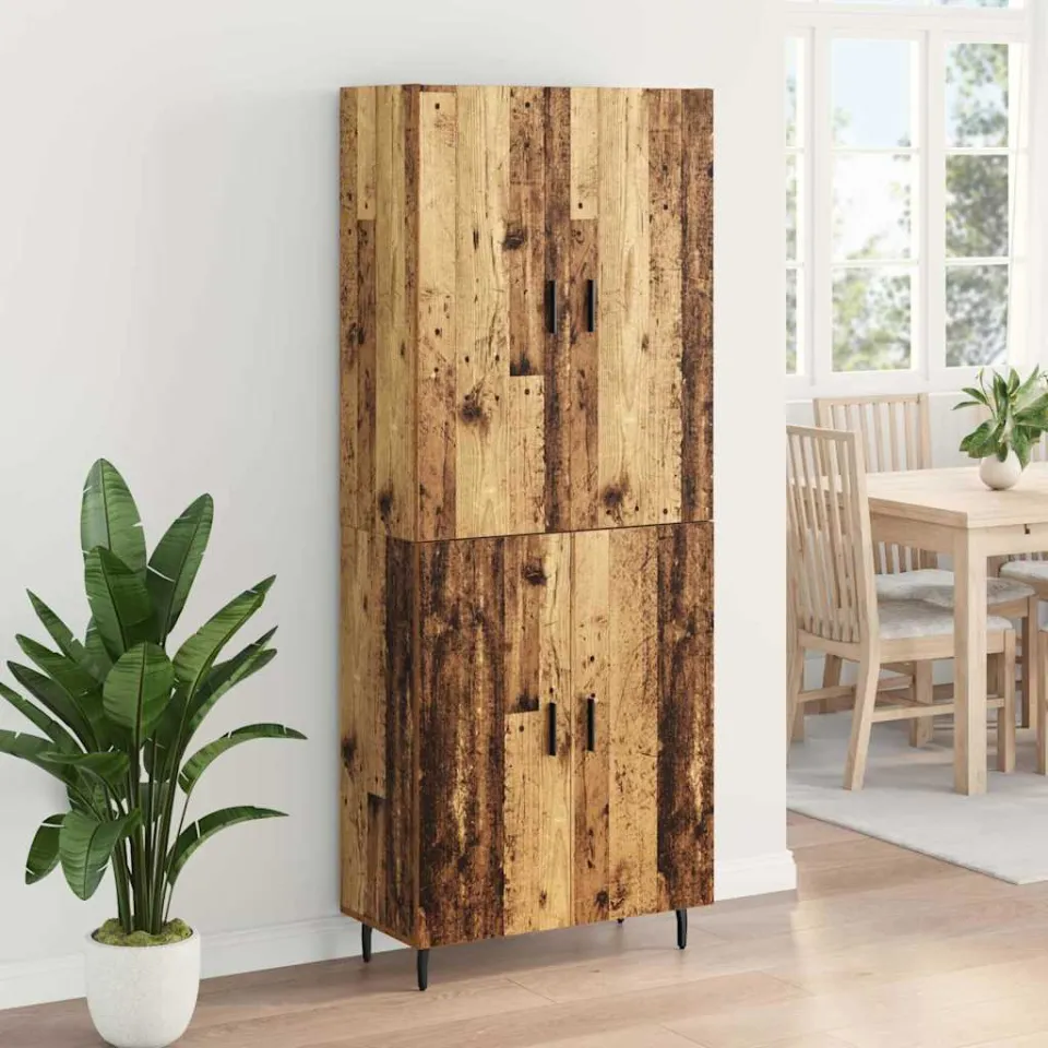 vidaXL Hoge kast 2 st Oud Hout 69,5 x 34 x 180 cm Bewerkt hout bruin, foto 4