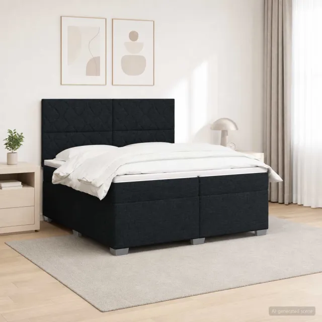 vidaXL Boxspringbed met matras met hoofdeinde Zwart 200 x 200 cm Stof