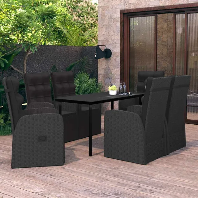 vidaXL 7-delige Tuinset met kussens zwart, foto 2