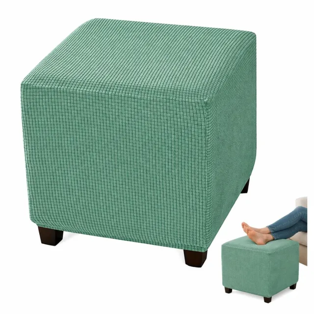 VHV Voetenbankhoes - Stretch Hoes - Rekbare Jacquard - Geen vervorming - Comfort - Lengte 33-45,7 cm - Breedte 33-45,7 cm - Hoogte 38,1-45,7 cm - Voor Vierkante Voetenbank - Erwtengroen