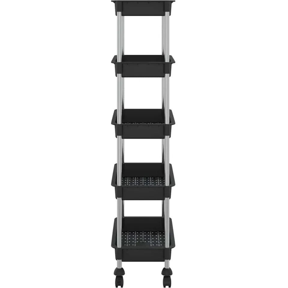 vidaXL Keukentrolley 5-laags 42x29x128 cm ijzer en ABS zwart, foto 4
