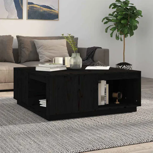 vidaXL Salontafel 100x101x40,5 cm massief grenenhout zwart, foto 2