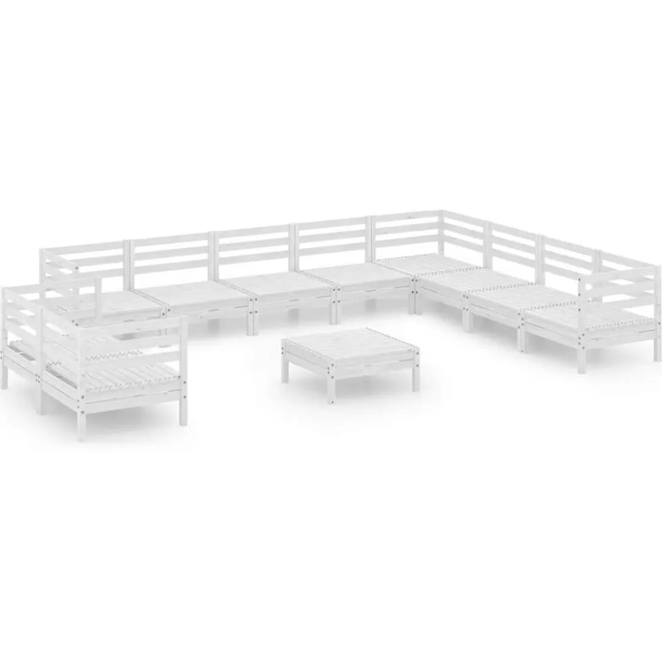 vidaXL 11-delige Loungeset massief grenenhout wit, foto 3