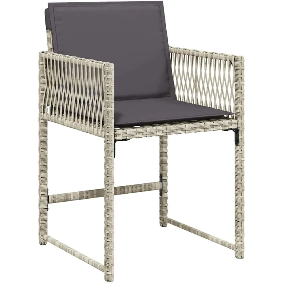 vidaXL 11-delige Tuinset met kussens poly rattan lichtgrijs